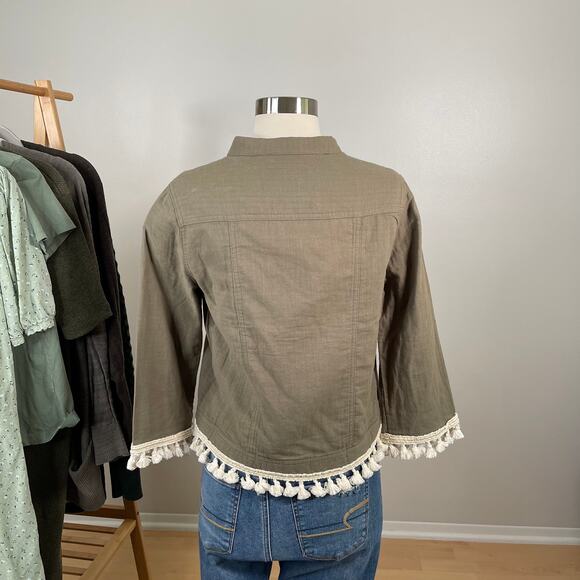 Lulus • Darsha Olive Green Three-Quarter Sleeve Tassel Jacket - Picture 5 of 8